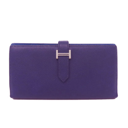 Hermes Purple Epsom Leather Long Wallet (Bi-Fold) (Pre-Owned)
