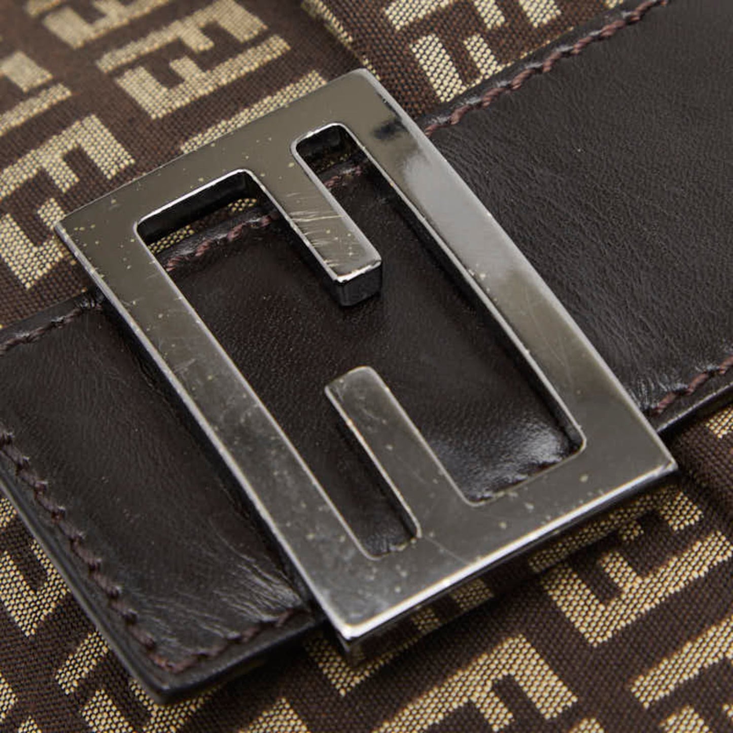 Fendi Brown Canvas Leather Shoulder Bag (Pre-Owned)