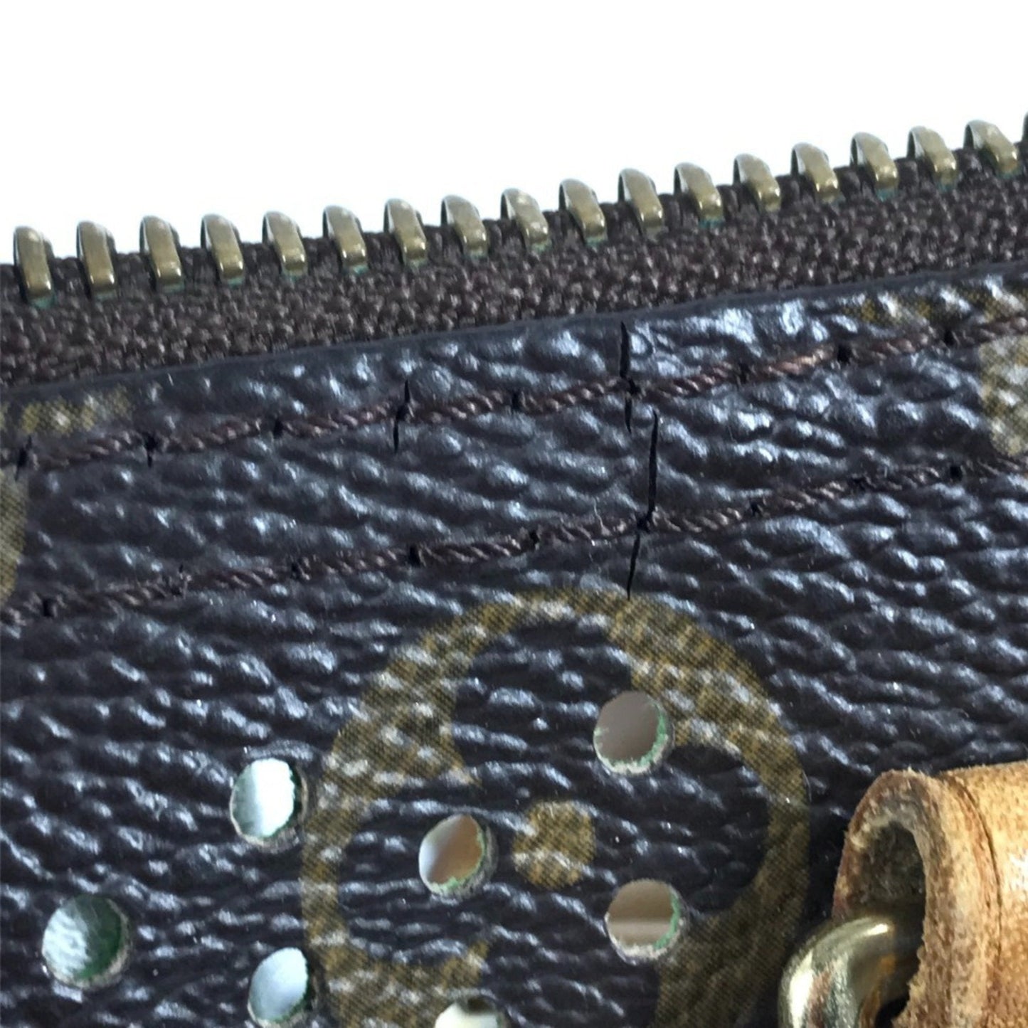 Louis Vuitton Brown Green Monogram Monogram Perforated Boston Bag Handbag Tote Bag (Pre-Owned)