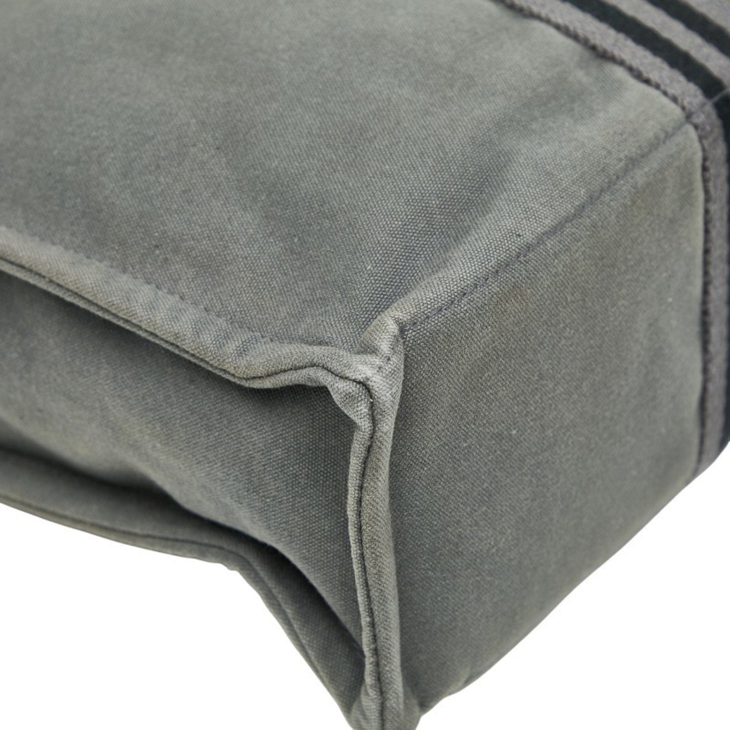 Hermes Black Gray Canvas Handbag Tote Bag (Pre-Owned)