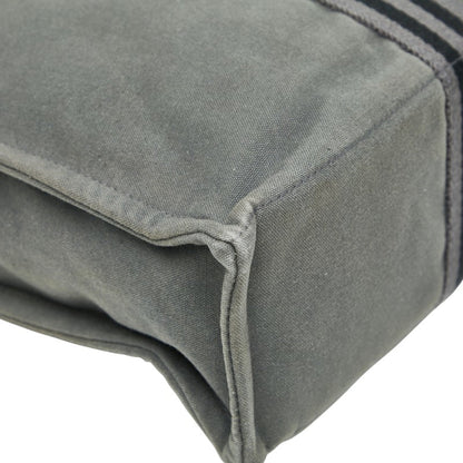 Hermes Black Gray Canvas Handbag Tote Bag (Pre-Owned)
