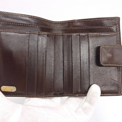 Fendi Brown Canvas Leather Middle Wallet (Tri-Fold) (Pre-Owned)