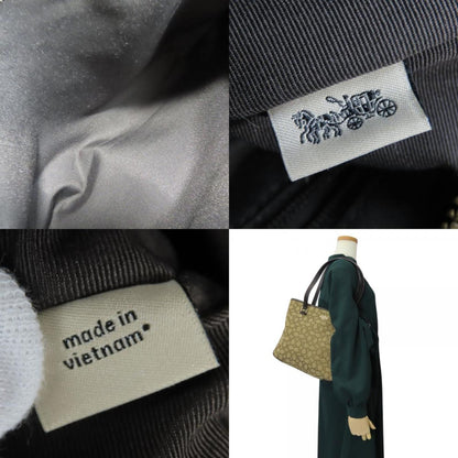 Coach Beige Brown Canvas Leather Tote Bag (Pre-Owned)