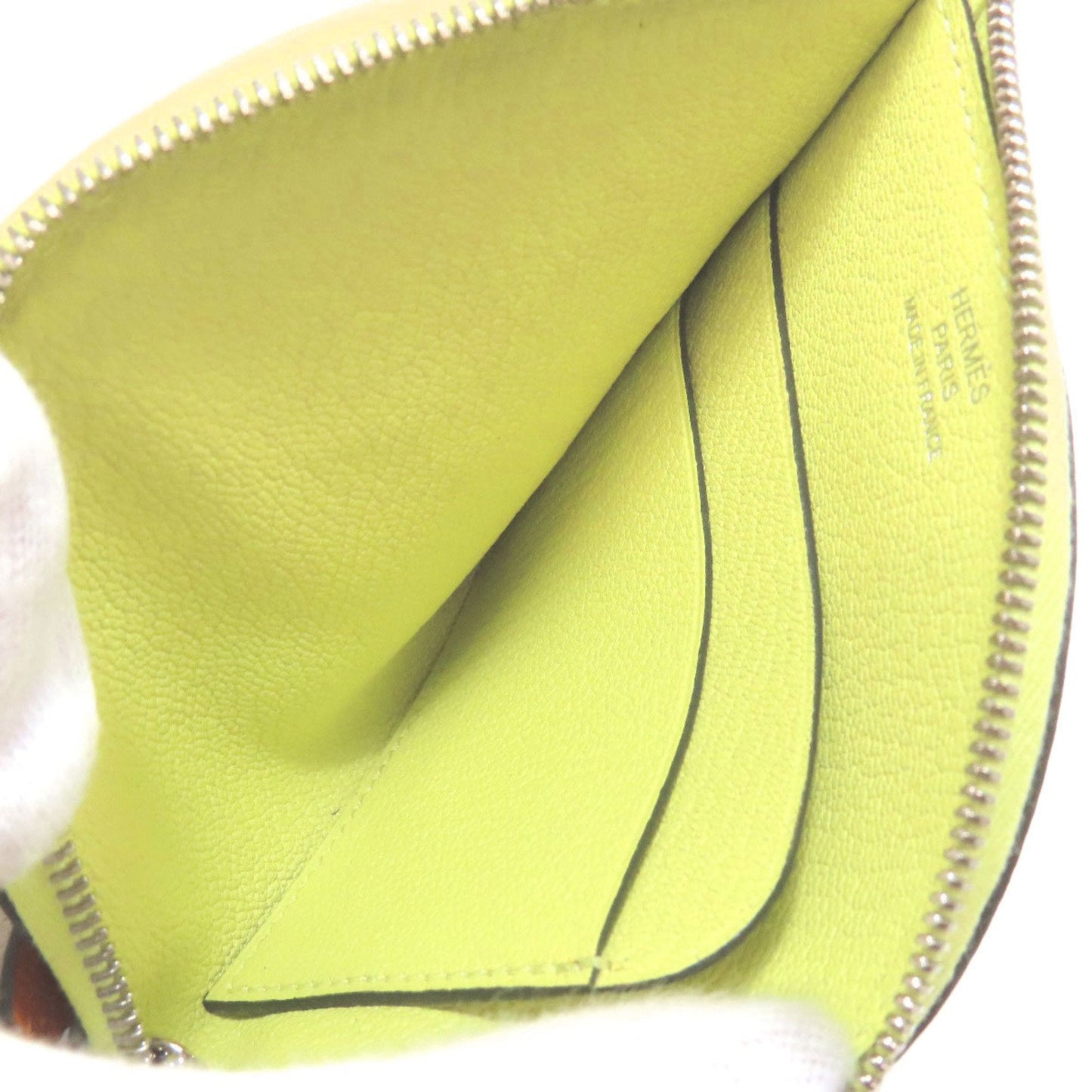 Hermes Lime Green Chevre Leather Coin Purse/Coin Case (Pre-Owned)
