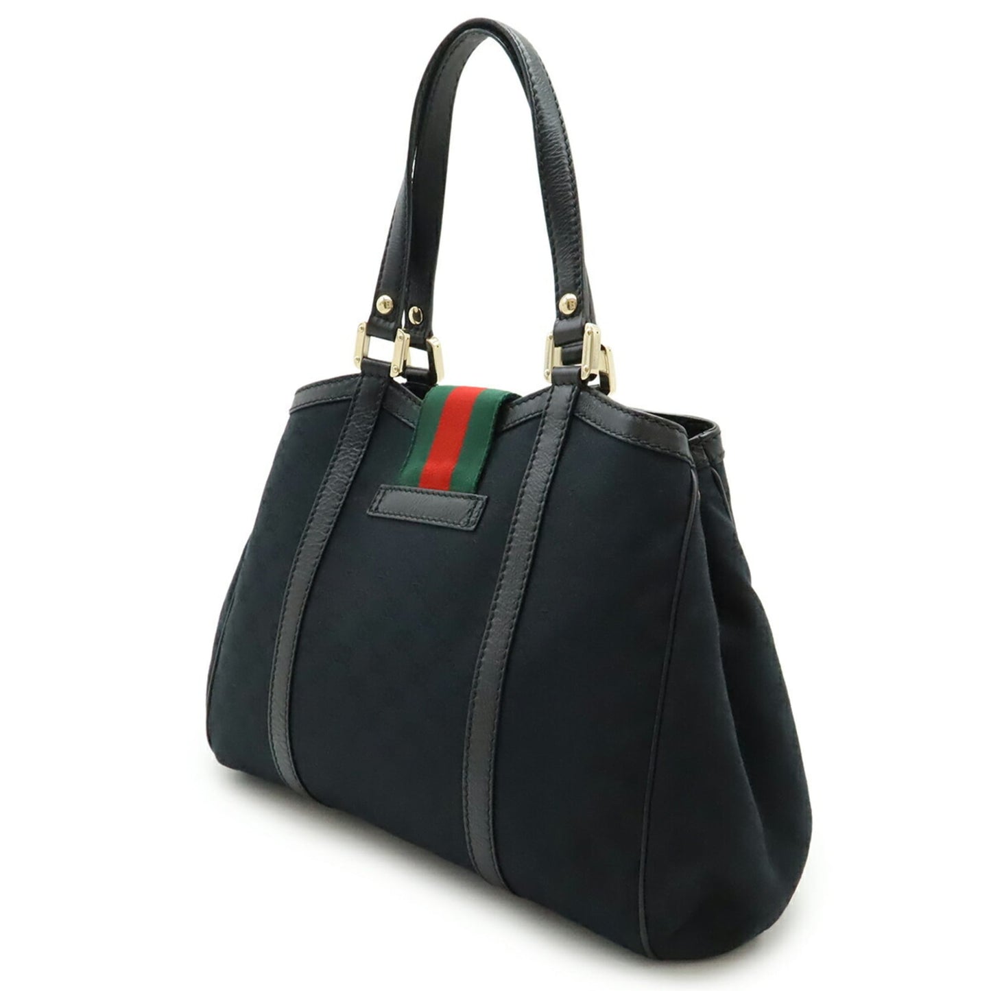Gucci Gg Canvas Black Green Red Color Gg Canvas Leather Shoulder Bag Tote Bag (Pre-Owned)
