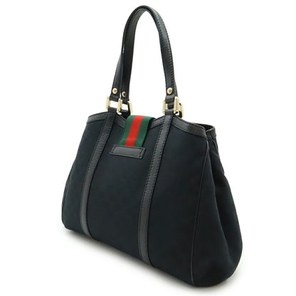 Gucci Gg Canvas Black Green Red Color Gg Canvas Leather Shoulder Bag Tote Bag (Pre-Owned)