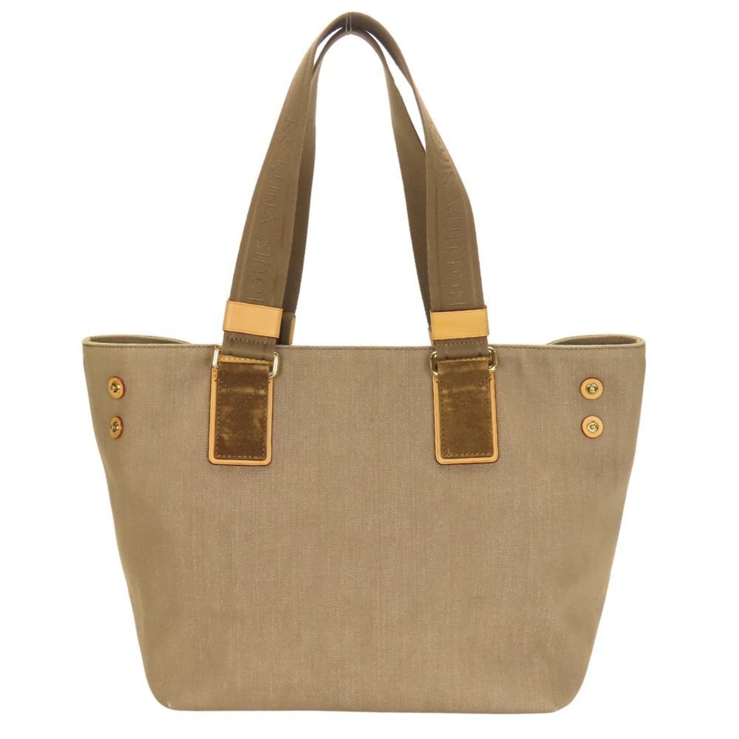 Louis Vuitton Beige Khaki Canvas Leather Tote Bag (Pre-Owned)