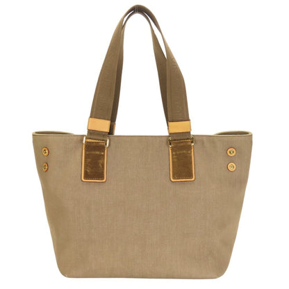 Louis Vuitton Beige Khaki Canvas Leather Tote Bag (Pre-Owned)