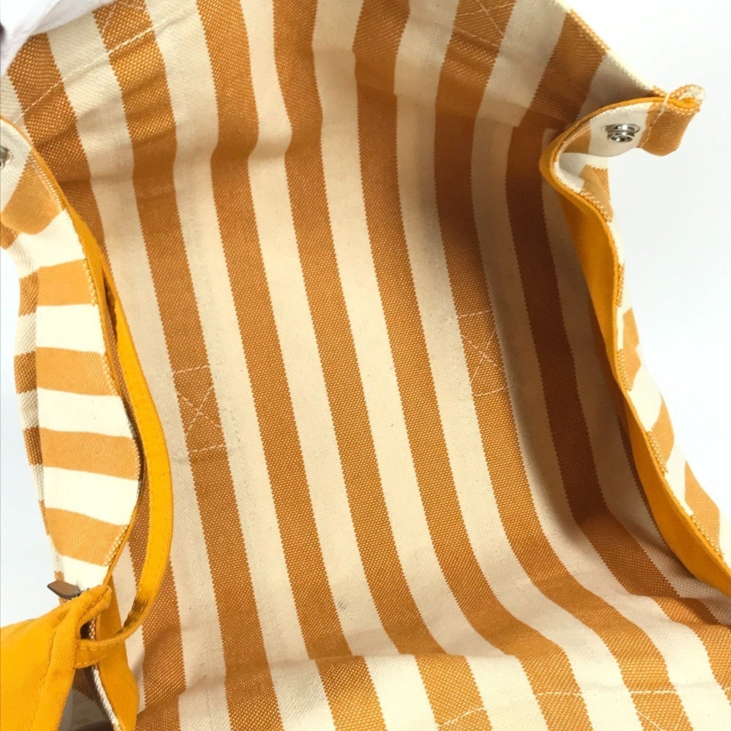 Hermes White Yellow Canvas Handbag Tote Bag (Pre-Owned)