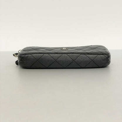 Chanel Black Grained Calfskin Chain/Shoulder Wallet (Pre-Owned)