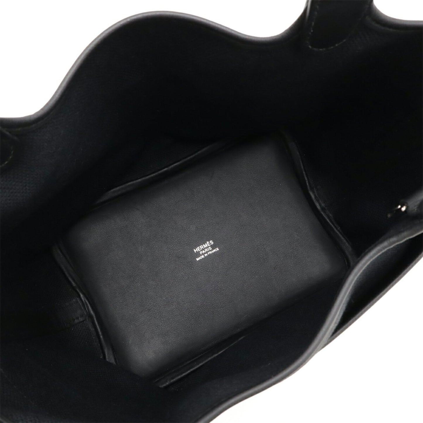 Hermes Black Swift Leather Cotton Canvas Handbag Tote Bag (Pre-Owned)