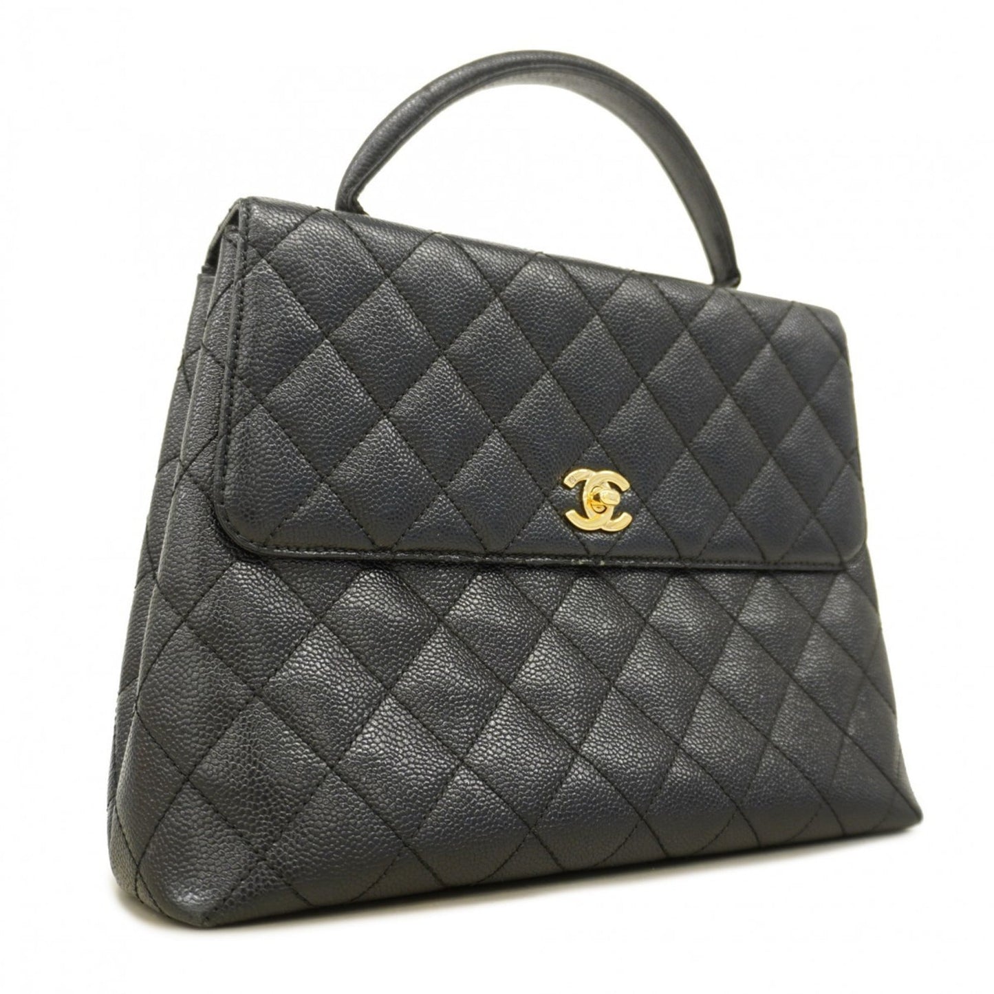 Chanel Black Grained Calfskin Handbag (Pre-Owned)