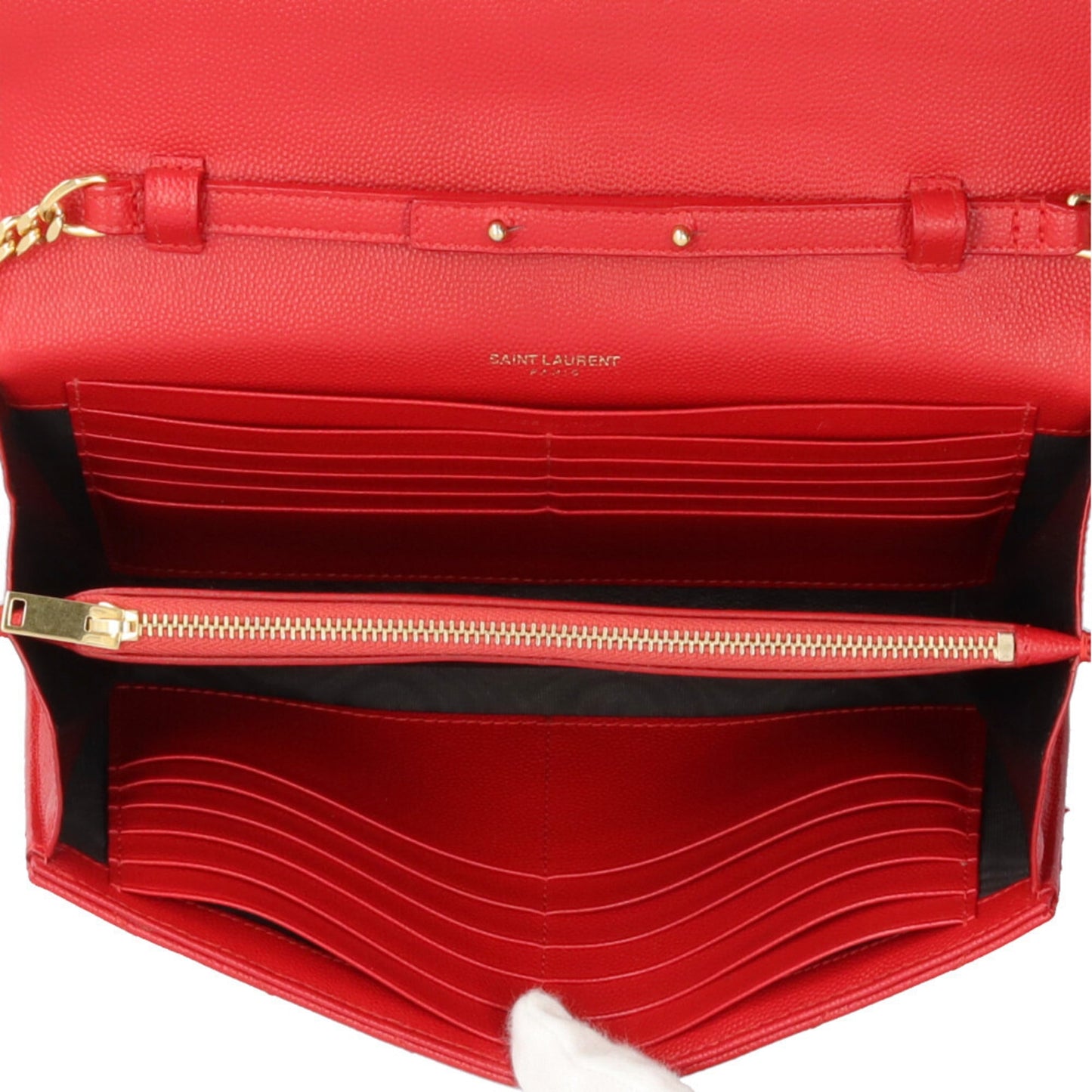 Saint Laurent Red Color Leather Chain/Shoulder Wallet (Pre-Owned)