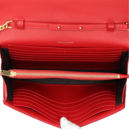 Saint Laurent Red Color Leather Chain/Shoulder Wallet (Pre-Owned)