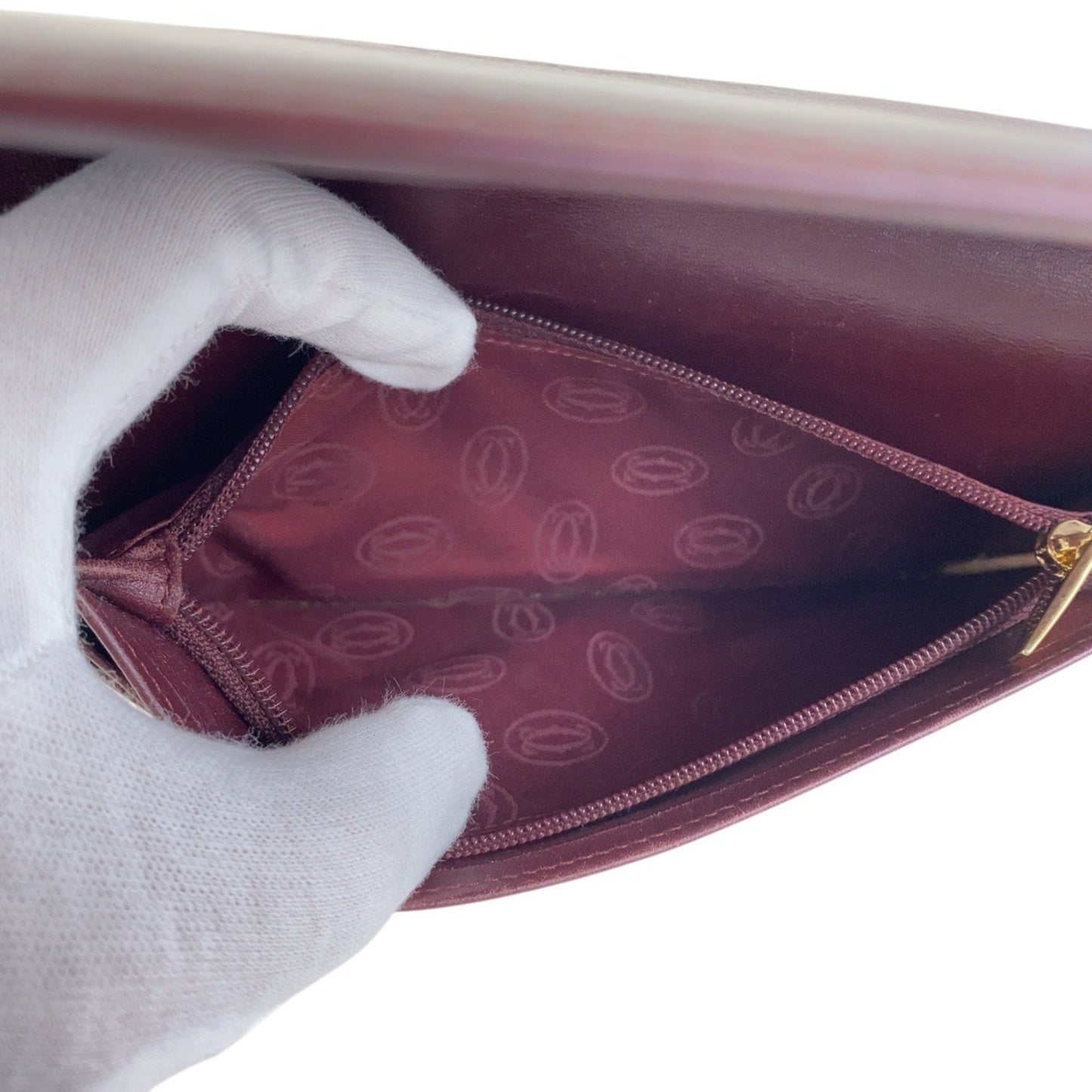 Cartier Wine Red Leather Long Wallet (Bi-Fold) (Pre-Owned)