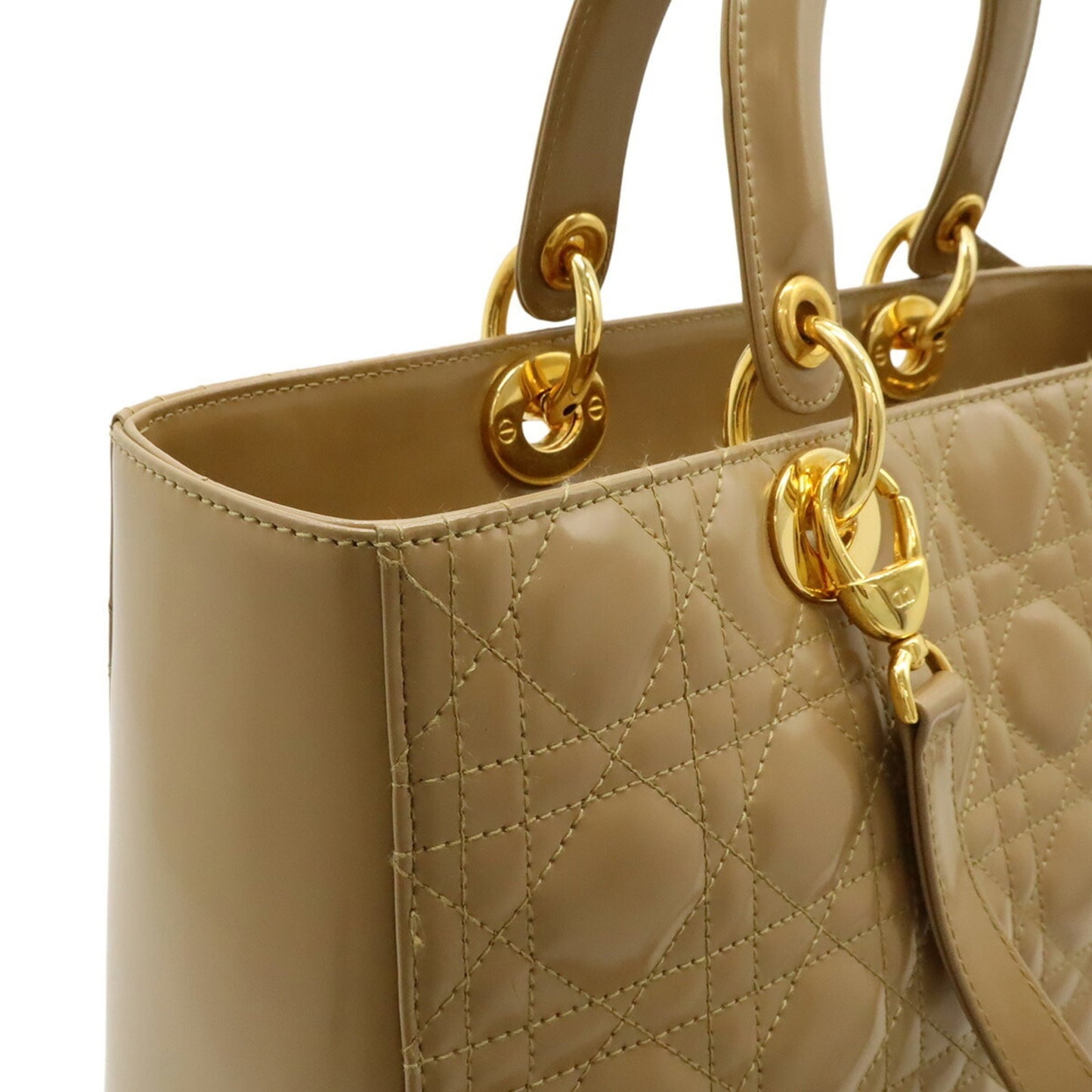 Christian Dior Lady Dior Beige Leather Handbag Tote Bag (Pre-Owned)