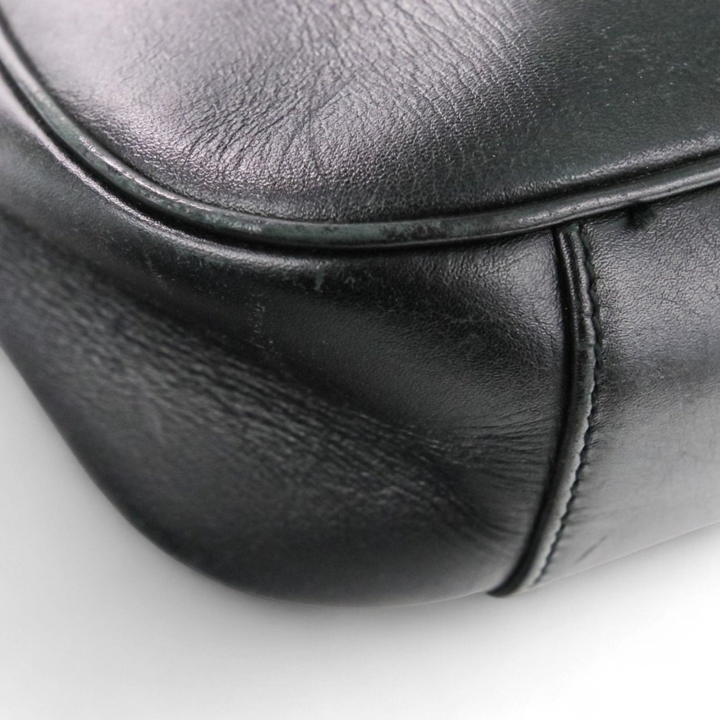 Gucci Black Leather Gg Canvas Handbag Shoulder Bag (Pre-Owned)