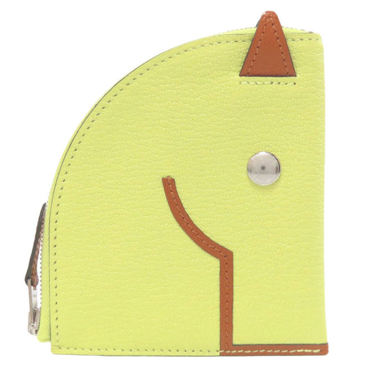 Hermes Lime Green Chevre Leather Coin Purse/Coin Case (Pre-Owned)