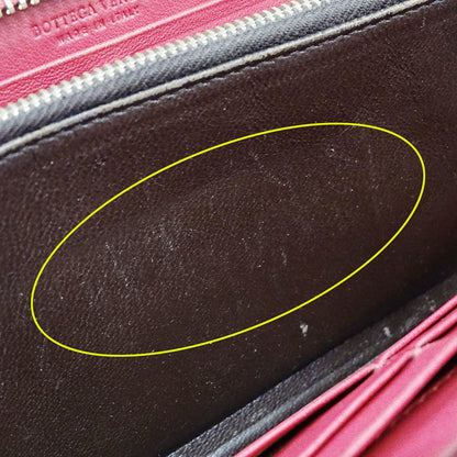 Bottega Veneta Red Color Intrecciato Long Wallet (Bi-Fold) (Pre-Owned)