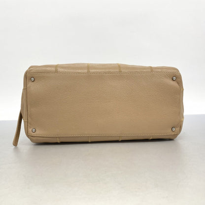 Chanel Beige Grained Calfskin Shoulder Bag (Pre-Owned)