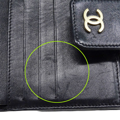 Chanel Black Leather Wallet (Bi-Fold) (Pre-Owned)