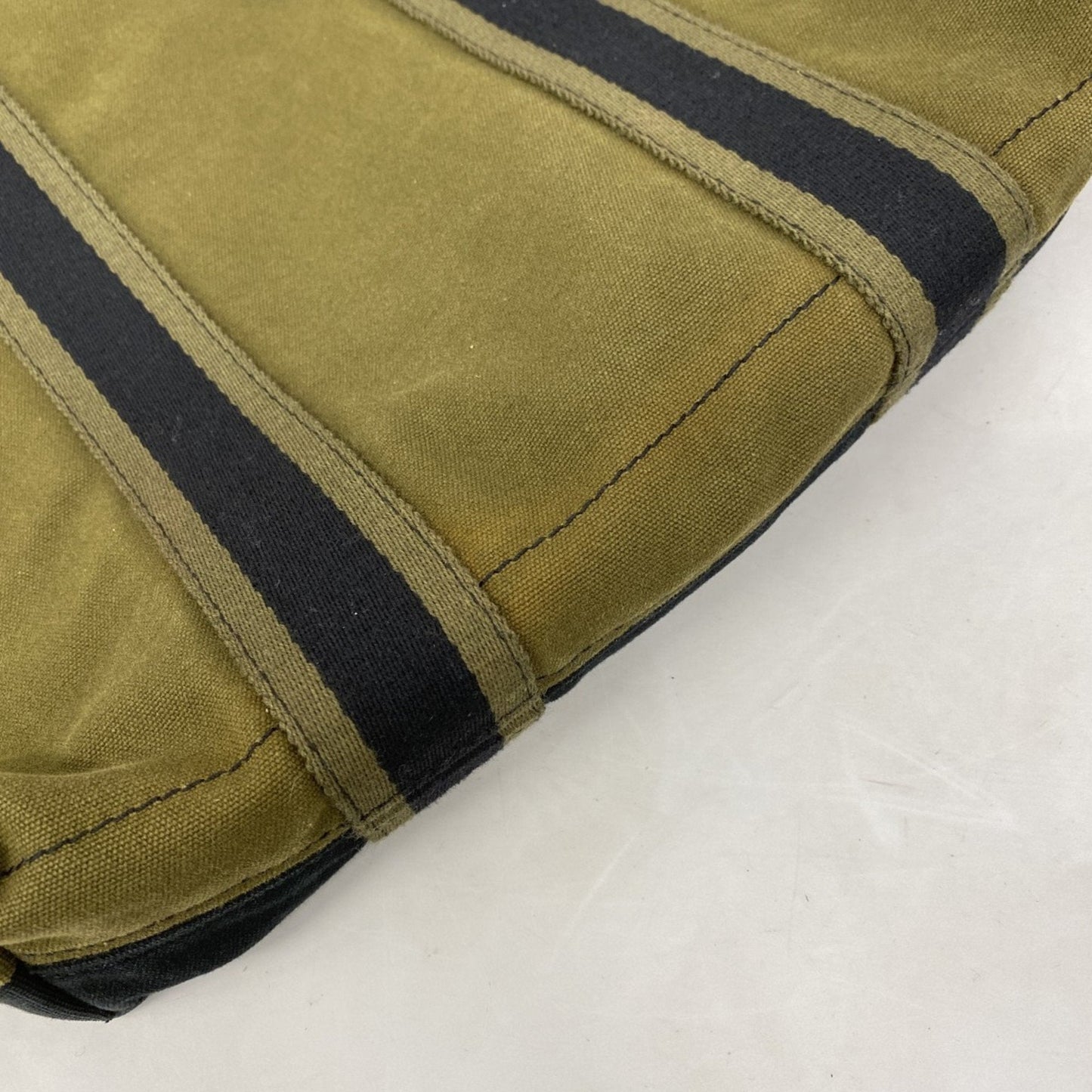 Hermes Black Khaki Canvas Tote Bag (Pre-Owned)