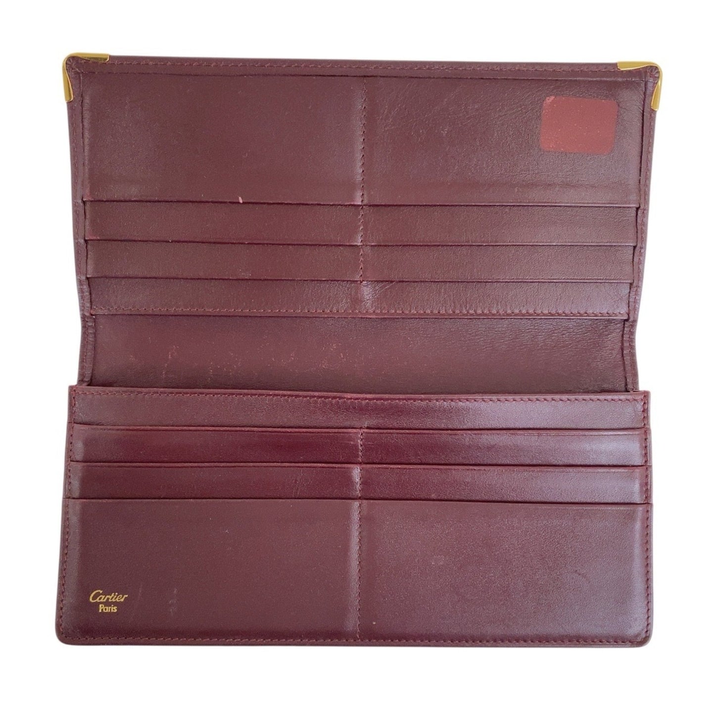 Cartier Wine Red Leather Long Wallet (Bi-Fold) (Pre-Owned)