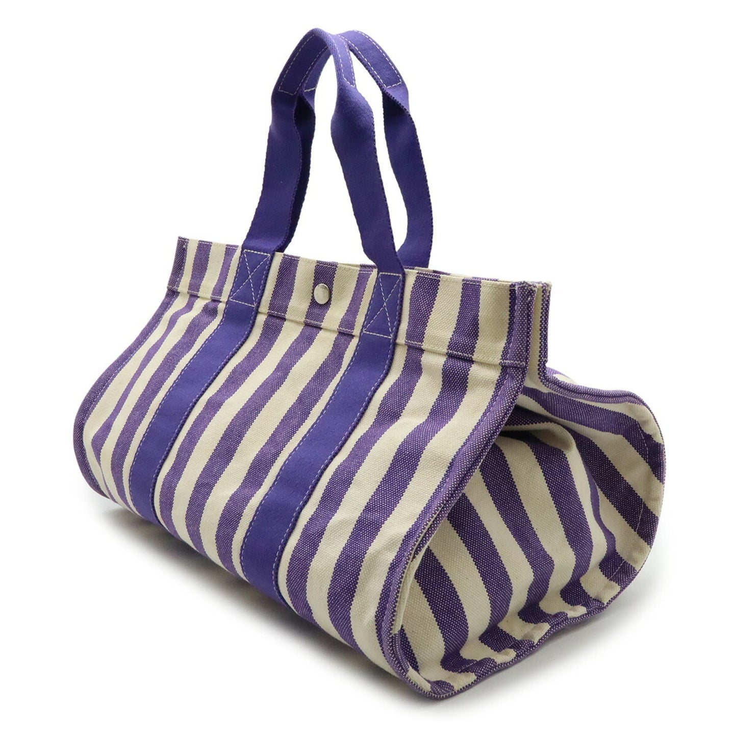 Hermes Ivory Purple Canvas Handbag Pouch Tote Bag (Pre-Owned)