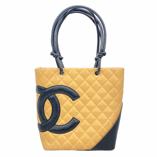 Chanel Beige Black Leather Tote Bag (Pre-Owned)
