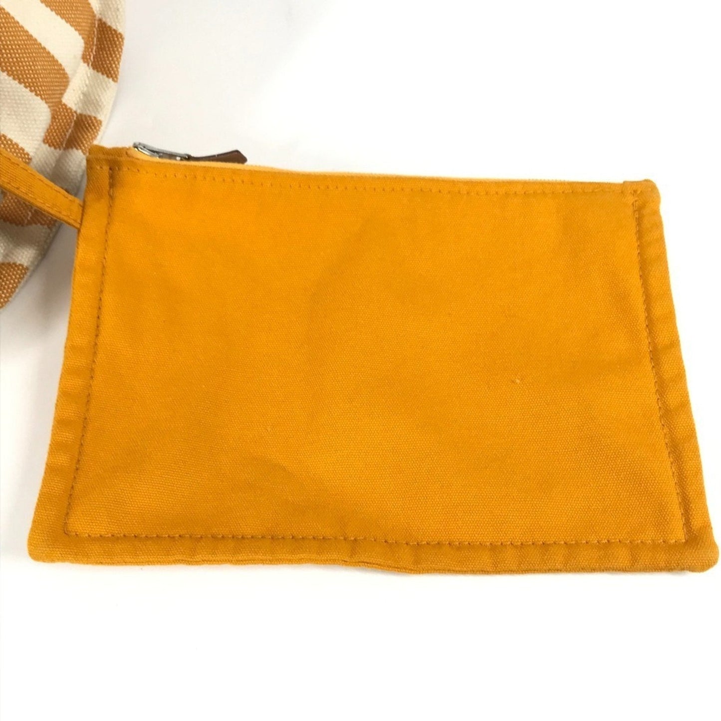 Hermes White Yellow Canvas Handbag Tote Bag (Pre-Owned)