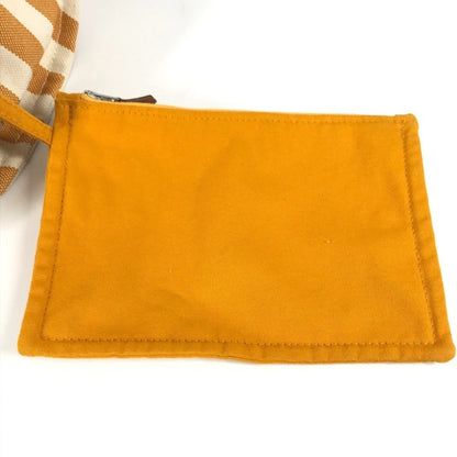 Hermes White Yellow Canvas Handbag Tote Bag (Pre-Owned)