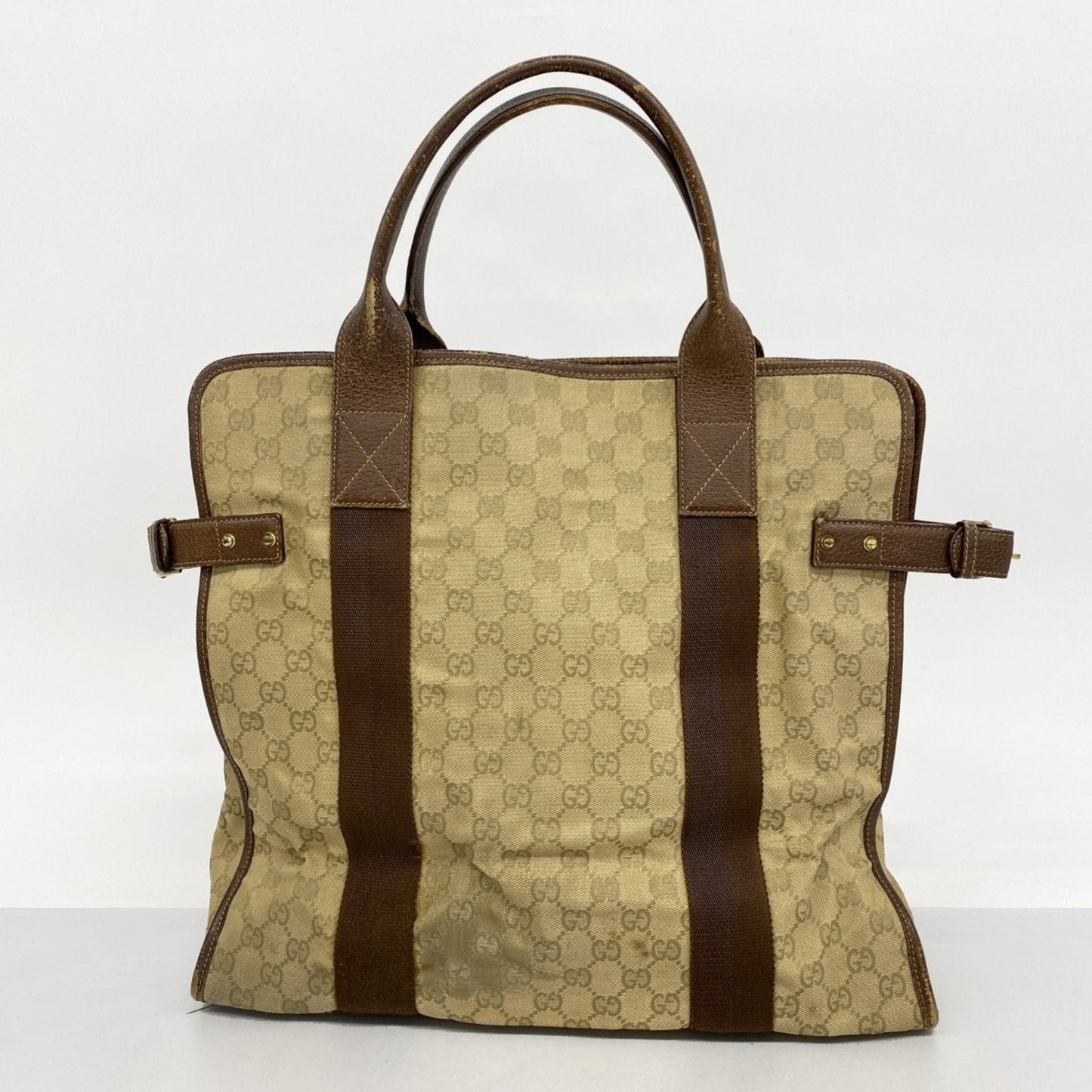 Gucci Beige Brown Canvas Tote Bag (Pre-Owned)