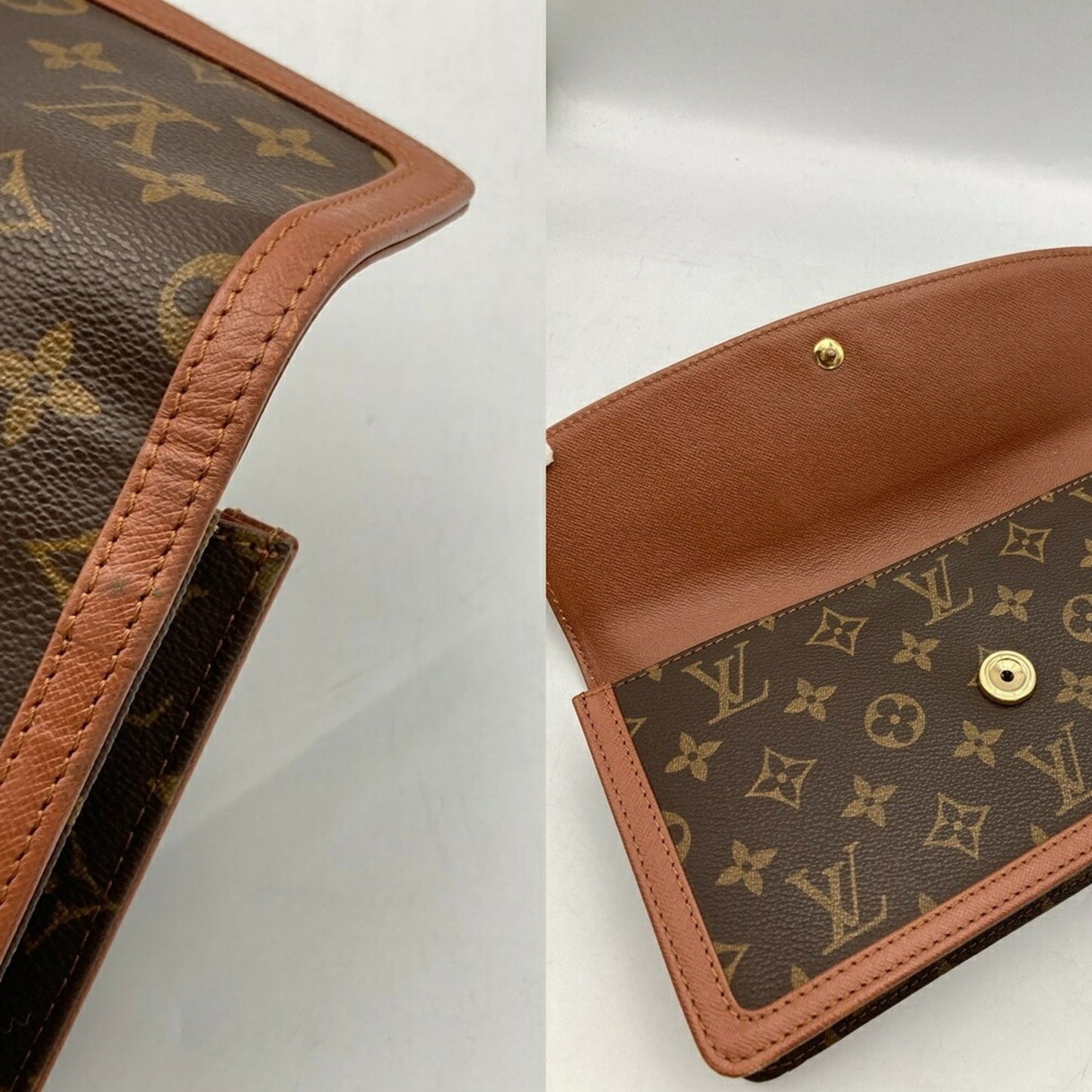 Louis Vuitton Brown Pvc Leather Clutch Bag Pochette (Pre-Owned)