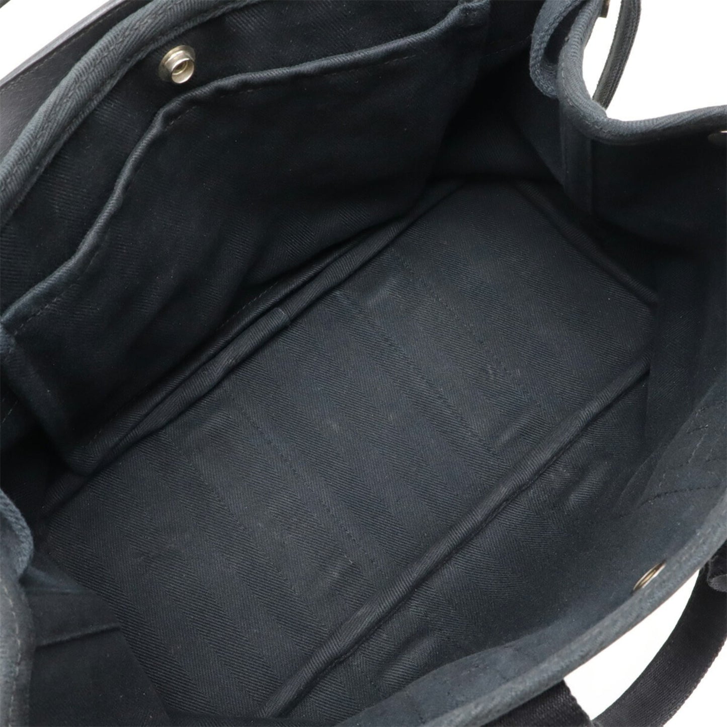 Hermes Black Toile Chevron Leather Handbag Pouch Tote Bag (Pre-Owned)