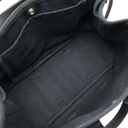 Hermes Black Toile Chevron Leather Handbag Pouch Tote Bag (Pre-Owned)