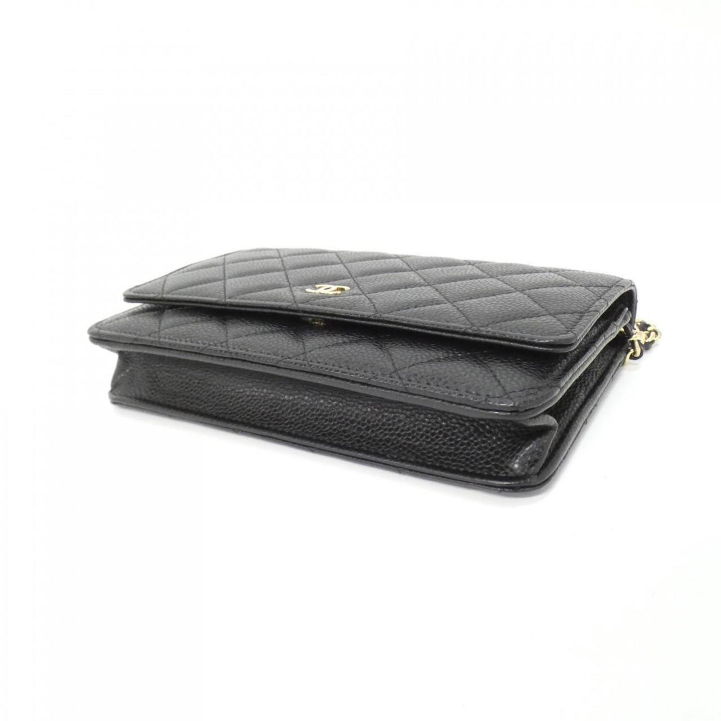 Chanel Black Bordeaux Grained Calfskin Chain/Shoulder Wallet (Pre-Owned)