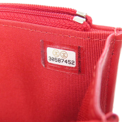 Chanel Matelasse Red Color Leather Wallet (Bi-Fold) (Pre-Owned)