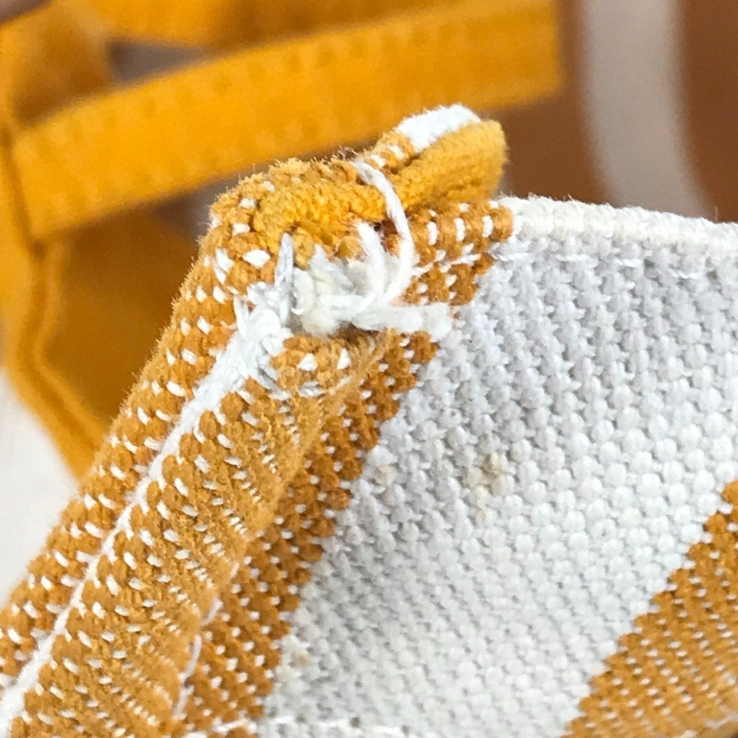 Hermes White Yellow Canvas Handbag Tote Bag (Pre-Owned)