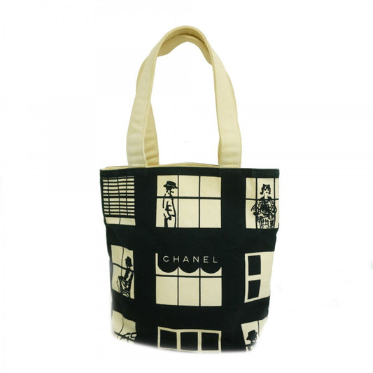 Chanel Black White Canvas Tote Bag (Pre-Owned)