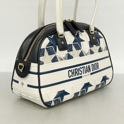 Christian Dior Navy White Leather Handbag (Pre-Owned)
