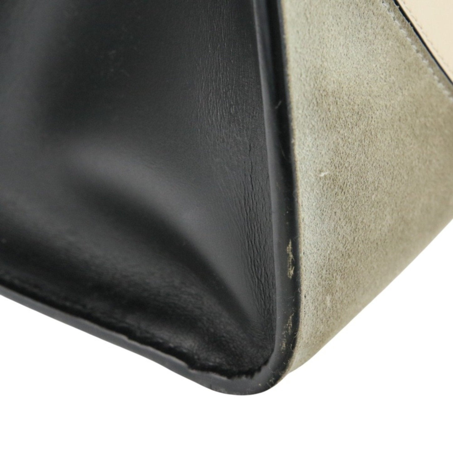 Louis Vuitton Black Gray Ivory Leather Suede Handbag Tote Bag (Pre-Owned)