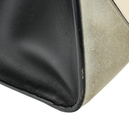 Louis Vuitton Black Gray Ivory Leather Suede Handbag Tote Bag (Pre-Owned)