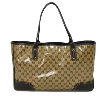 Gucci Beige Brown Gg Crystal Canvas Vinyl Coated Canvas Shoulder Bag Tote Bag (Pre-Owned)