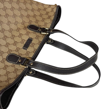 Gucci Beige Brown Gg Crystal Leather Tote Bag (Pre-Owned)