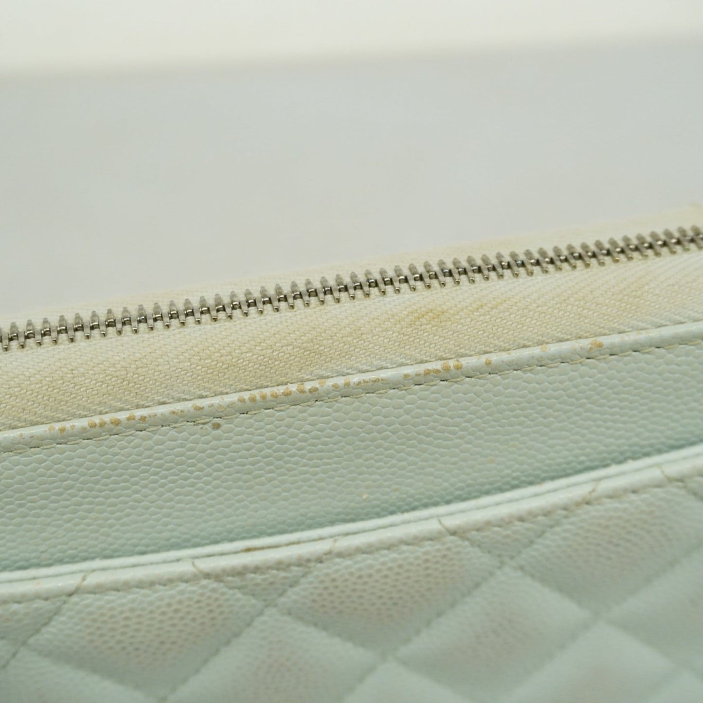 Chanel Light Blue Grained Calfskin Long Wallet (Bi-Fold) (Pre-Owned)