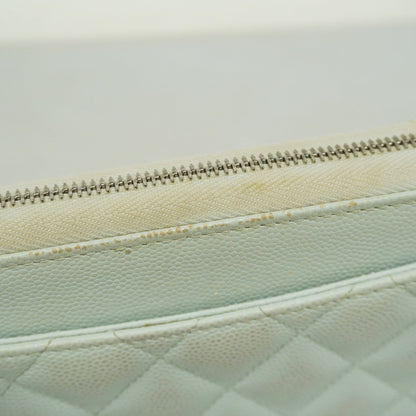 Chanel Light Blue Grained Calfskin Long Wallet (Bi-Fold) (Pre-Owned)