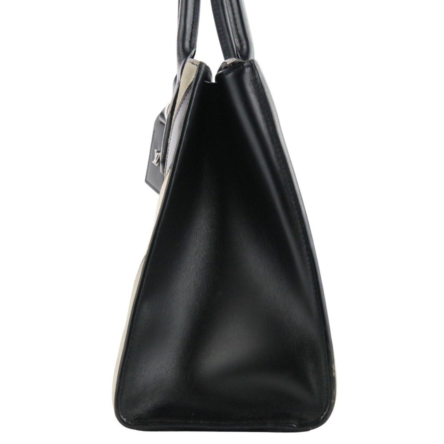 Louis Vuitton Black Gray Ivory Leather Suede Handbag Tote Bag (Pre-Owned)