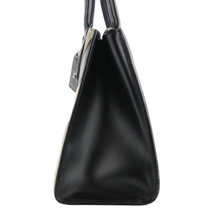 Louis Vuitton Black Gray Ivory Leather Suede Handbag Tote Bag (Pre-Owned)
