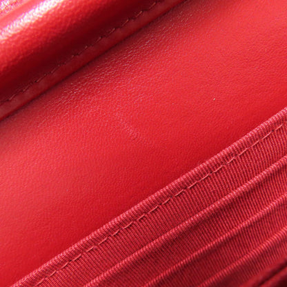 Chanel Matelasse Red Color Leather Wallet (Bi-Fold) (Pre-Owned)