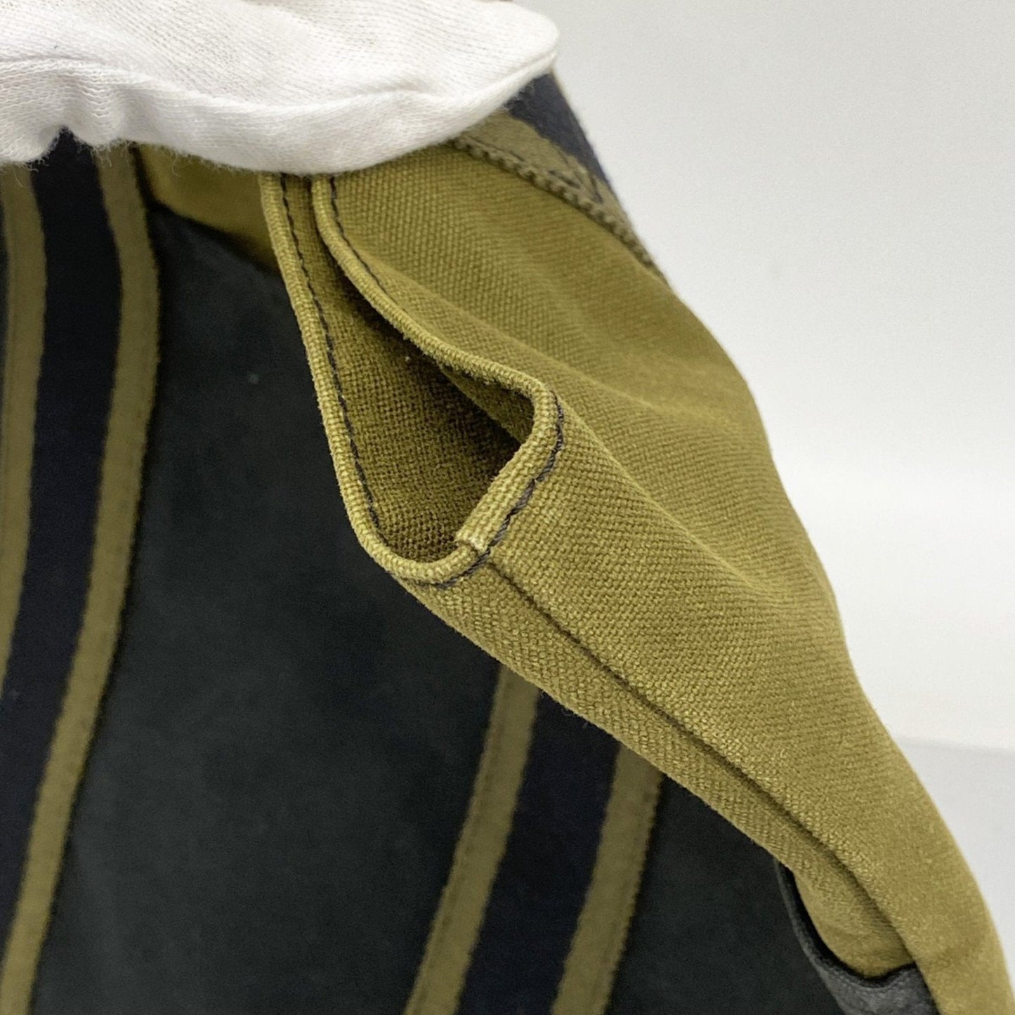 Hermes Black Khaki Canvas Tote Bag (Pre-Owned)